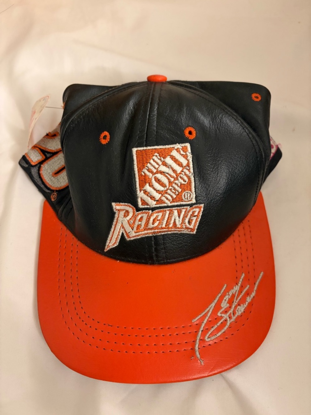 Tony Stewart Home Depot Racing Leather Cap — Signed, NWT